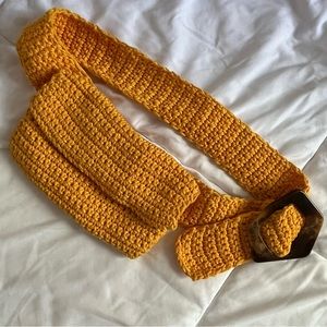 Cute Yellow Knitted Fanny Pack Cross Body Bag Vintage